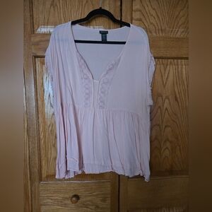 Torrid Pink Buttoned Peplum Blouse
